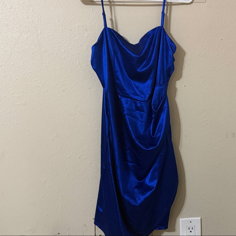 Elegant Blue Satin Dress